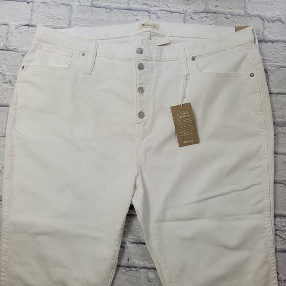 NWT Madewell 10" Hi-Rise Skinny Jeans White Button Fly Frayed Step Hem size 24 - Picture 9 of 16